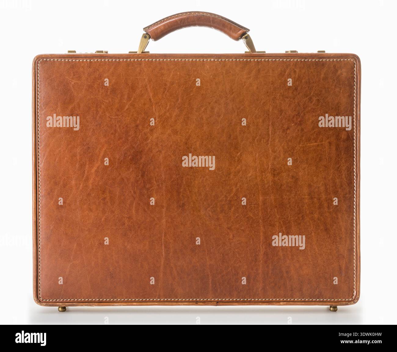 Brown leather briefcase isolated on white background Stock Photo