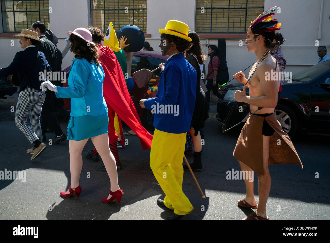 Day of the dead costumed procession in Sonora, Mexico Stock Photo