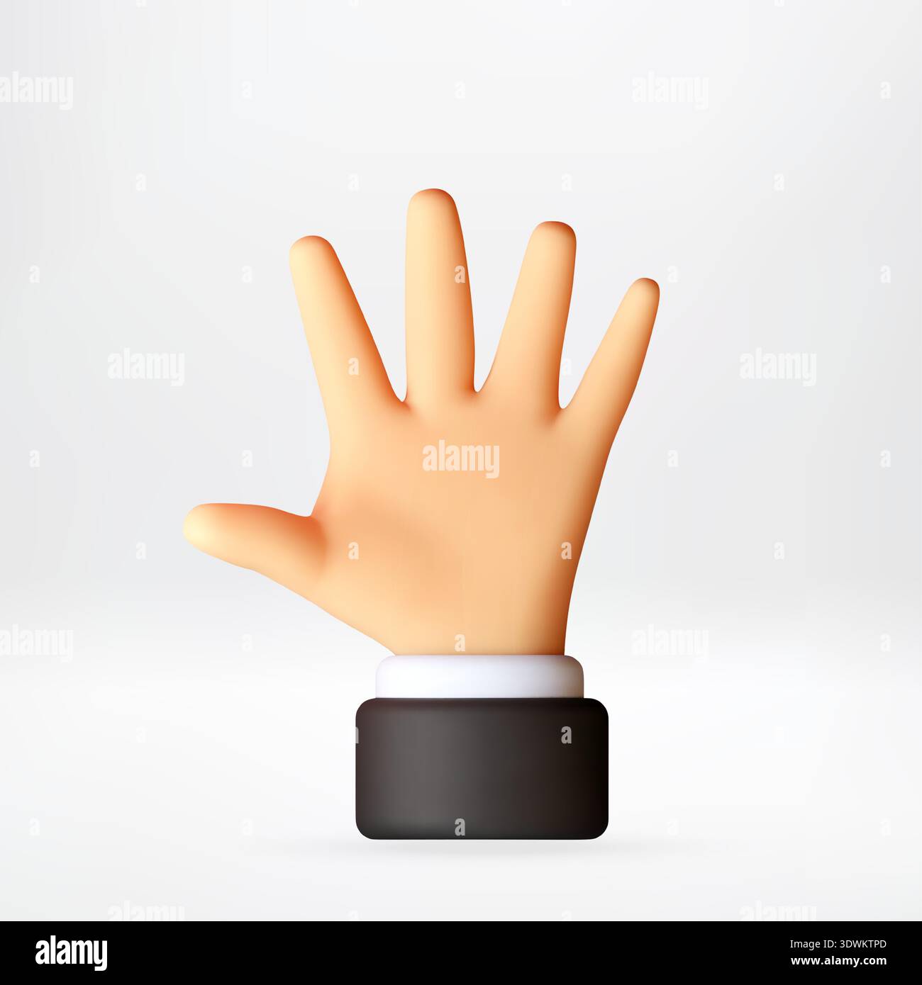 3d Man hand showing five finger count. Stock Vector