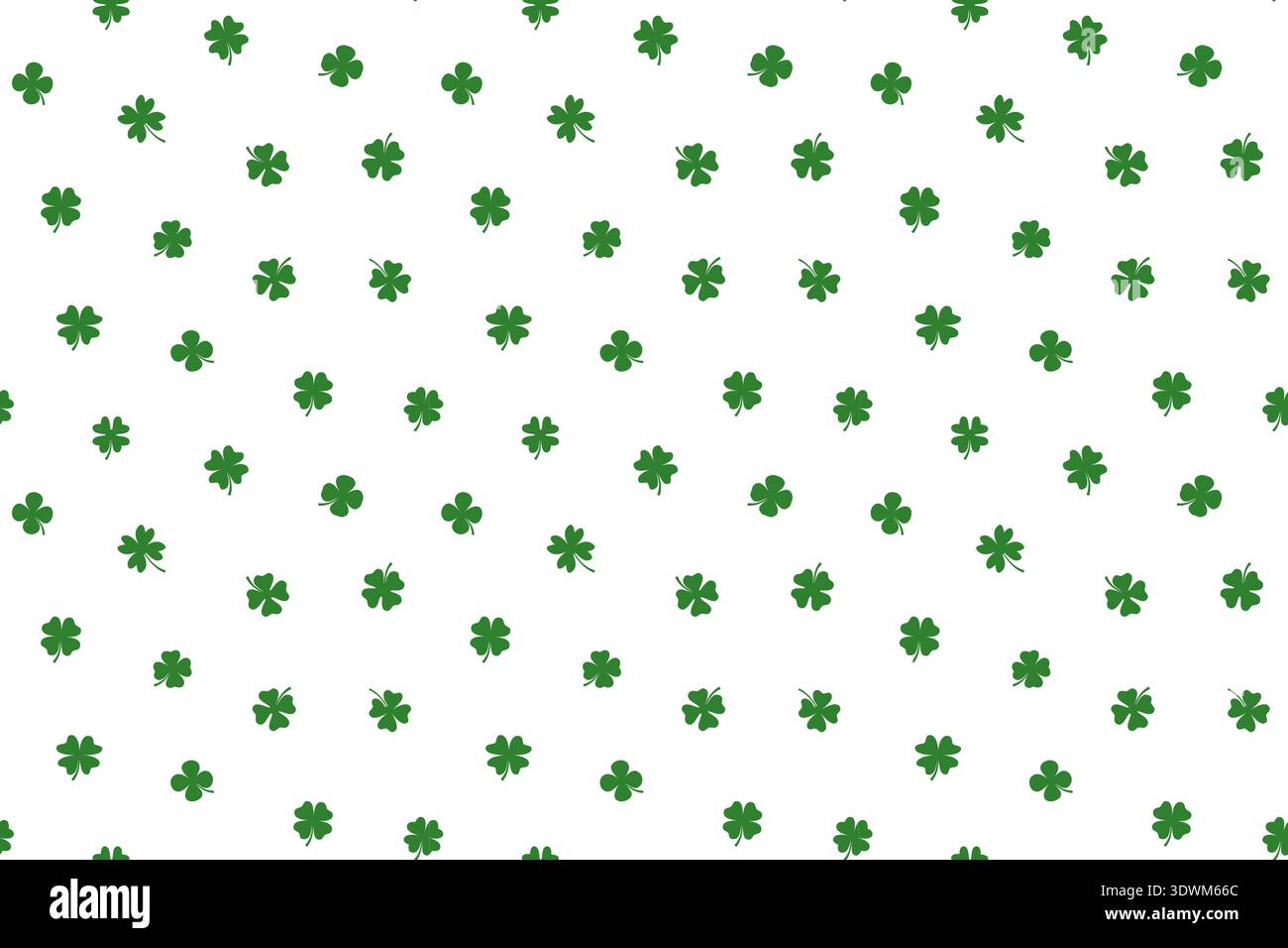 Simple ditsy four leaf clover vector seamless pattern, cute green and white background for spring and summer designs Stock Vector