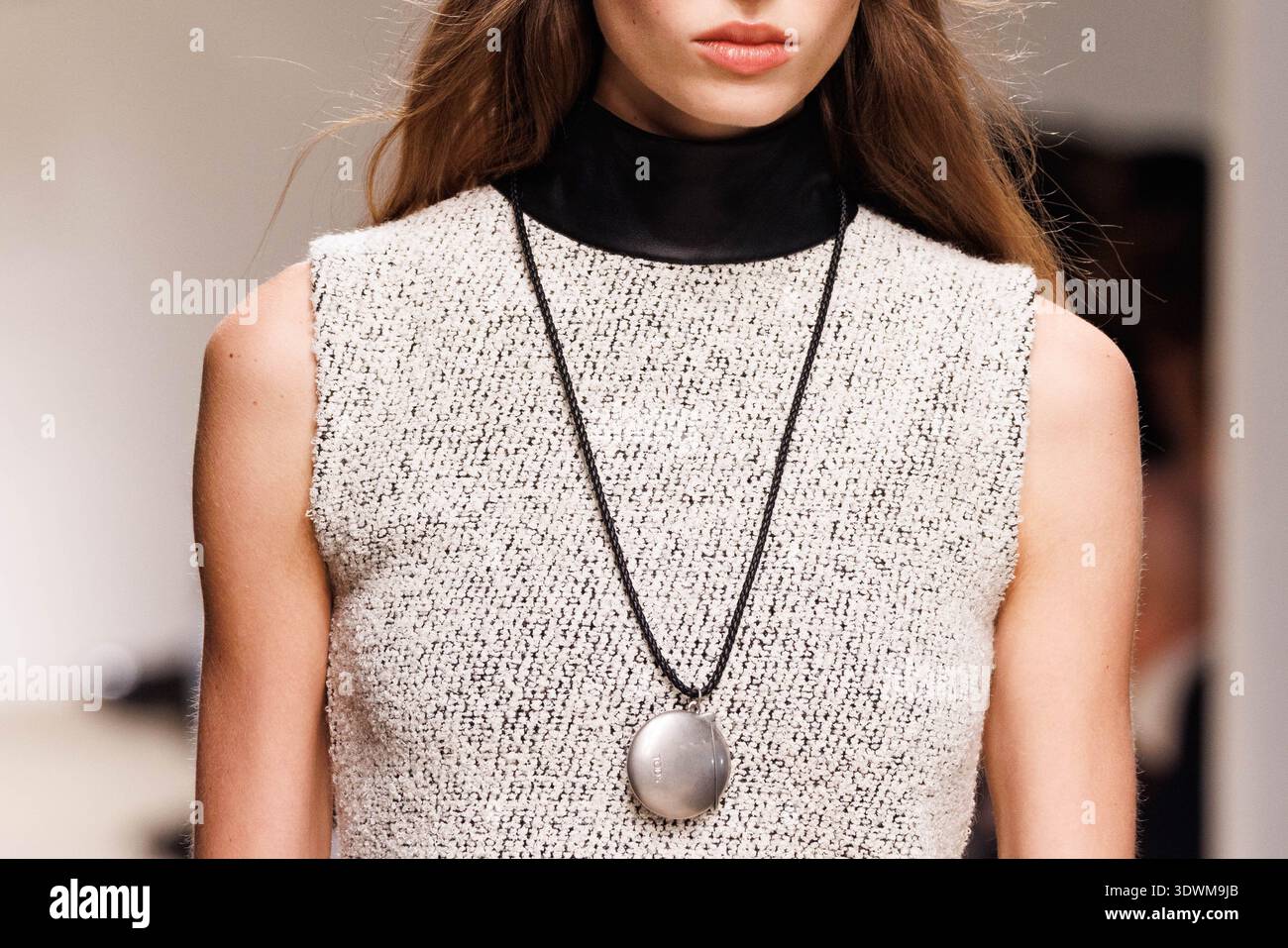 A model (detail) walks the runway at the Tod's fashion show during the ...