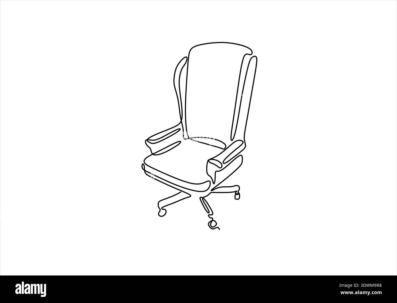 Continuous one line sketch of an office chair. Single line drawing of ...