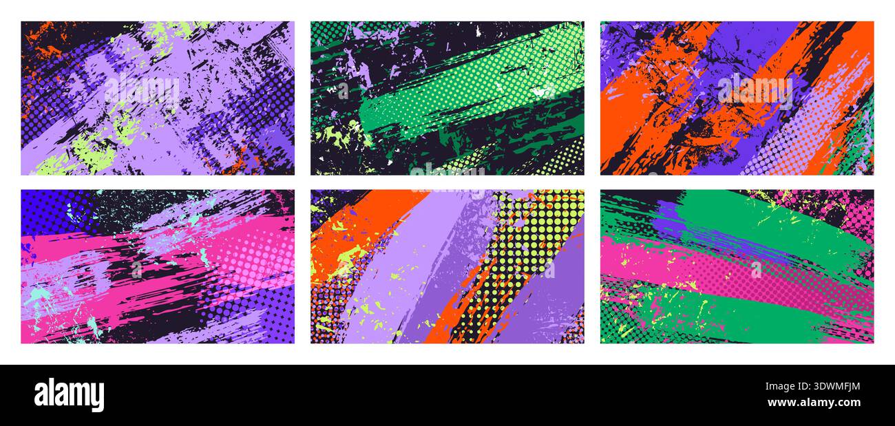 Dynamic Grunge Presentation Backgrounds Vector Set Stock Vector