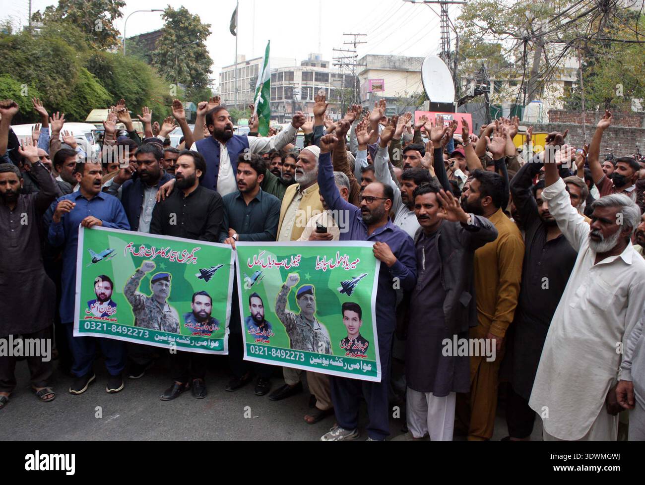 Members of Awami Rickshaw Union are holding rally in support of the ...