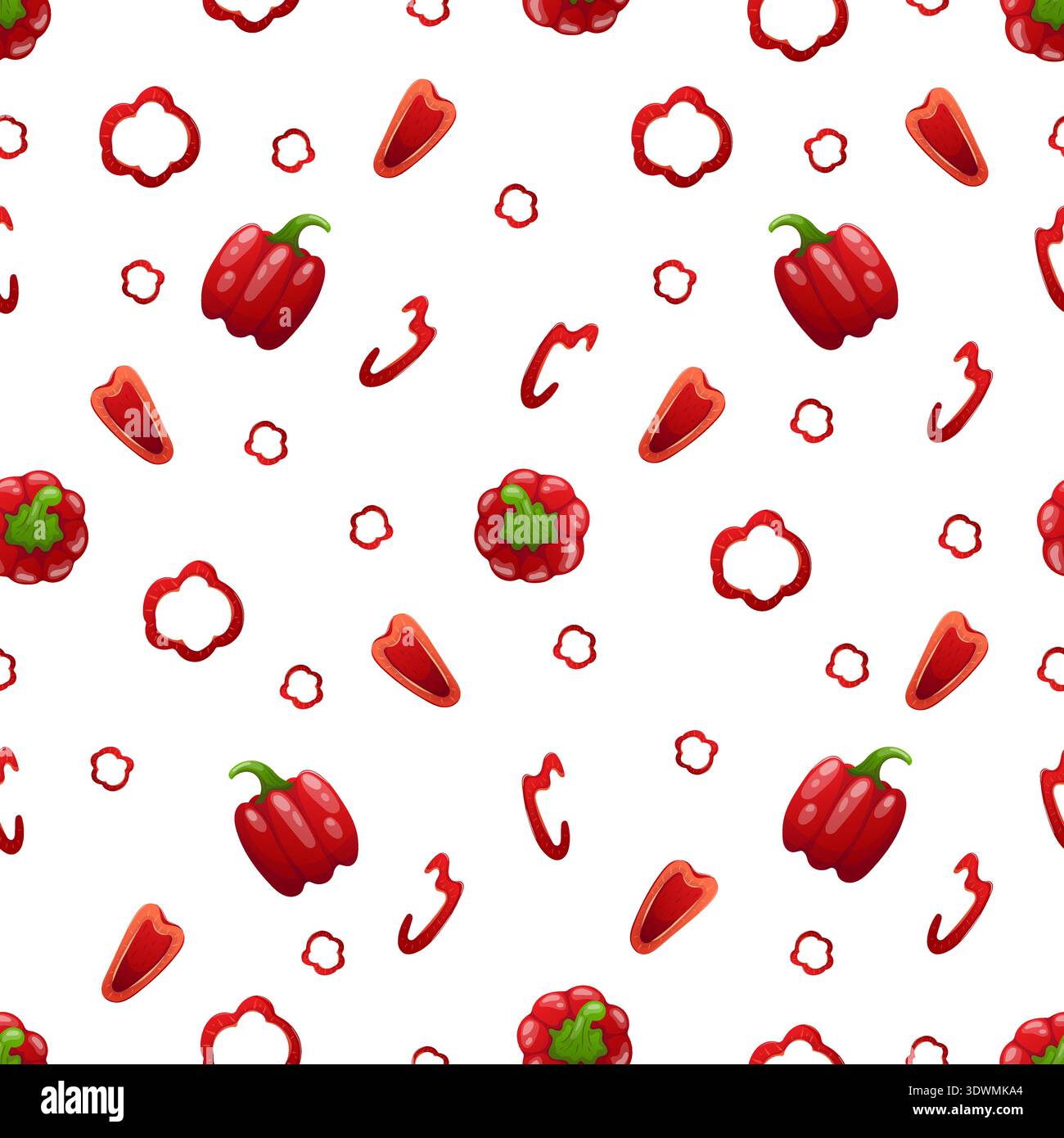Seamless red bell pepper pattern Stock Vector