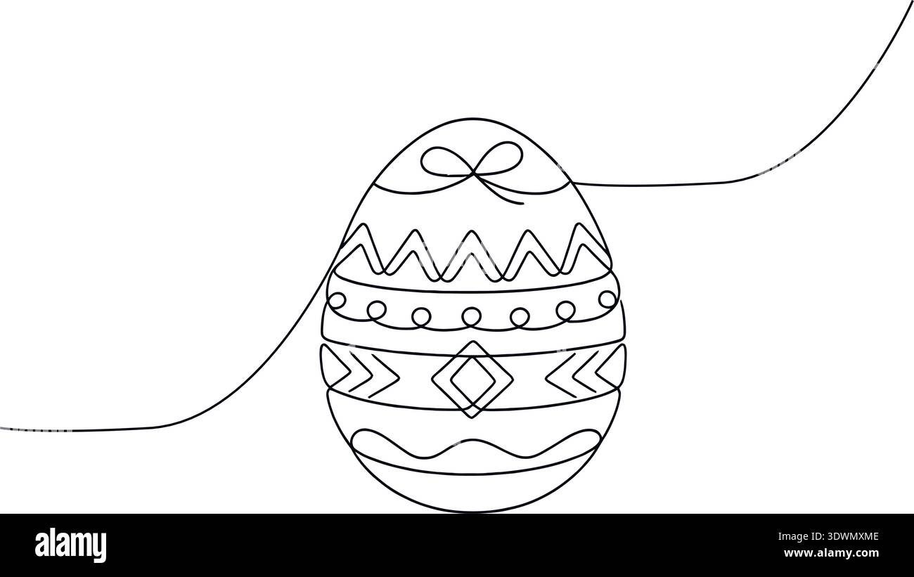 Egg line art. Continuous one line drawing of a single egg shape. Stock Vector