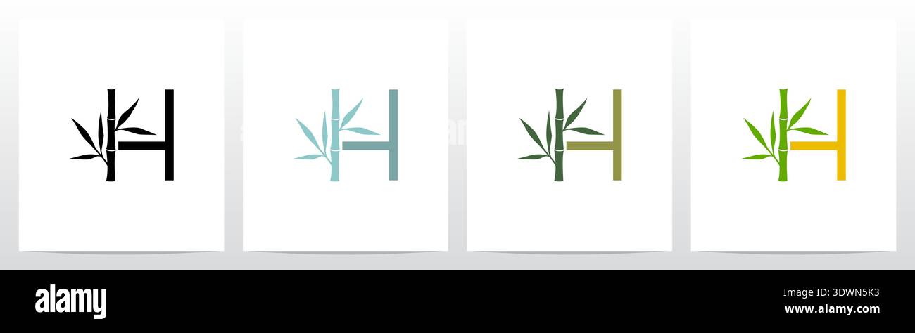 Bamboo On Letter Initial Logo Design H Stock Vector