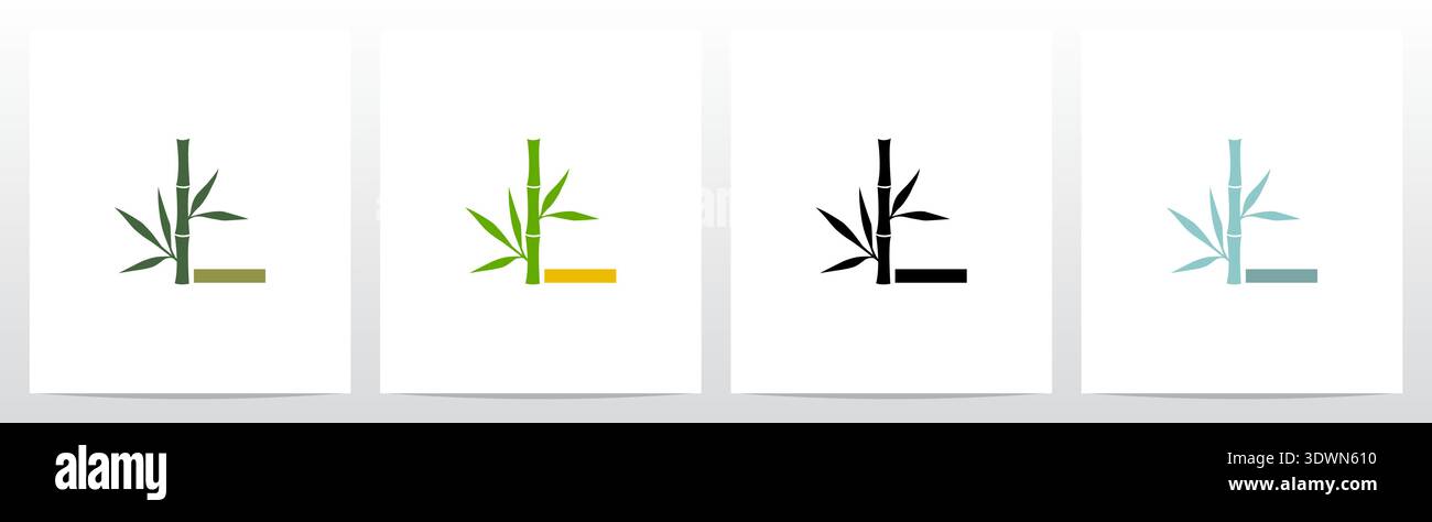 Bamboo On Letter Initial Logo Design L Stock Vector
