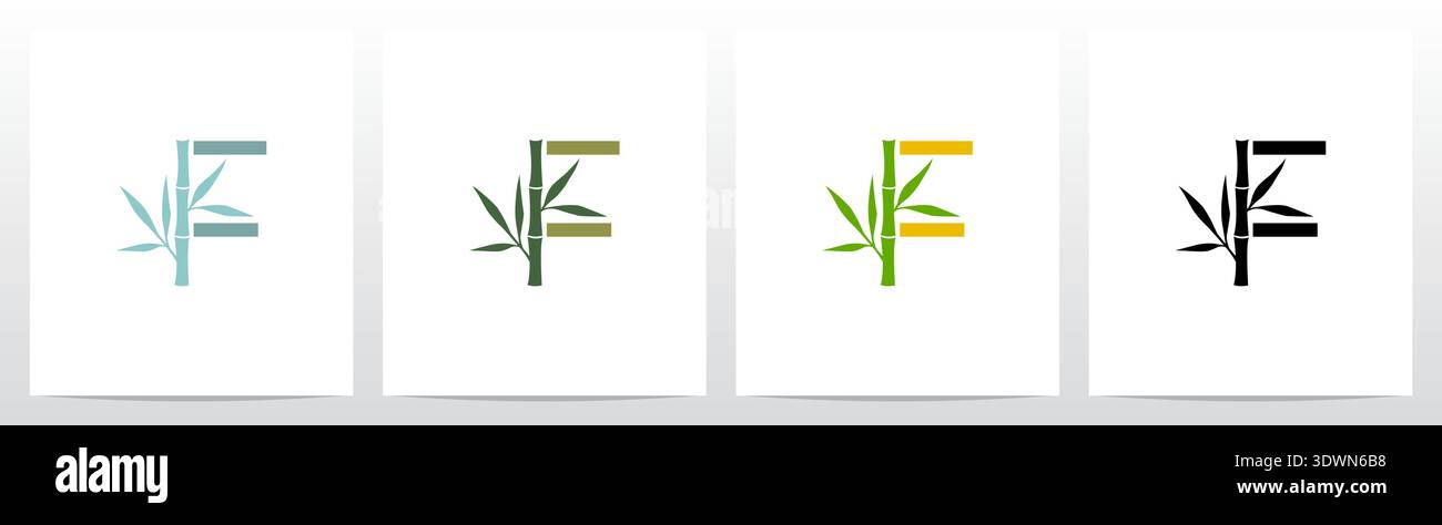 Bamboo On Letter Initial Logo Design F Stock Vector