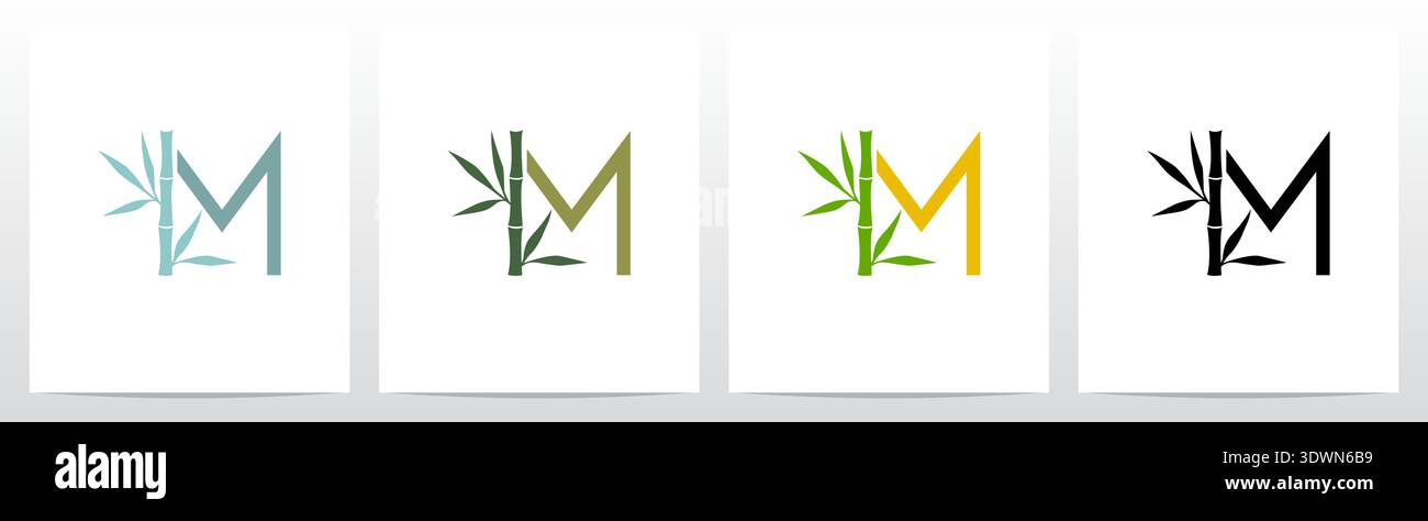 Bamboo On Letter Initial Logo Design M Stock Vector