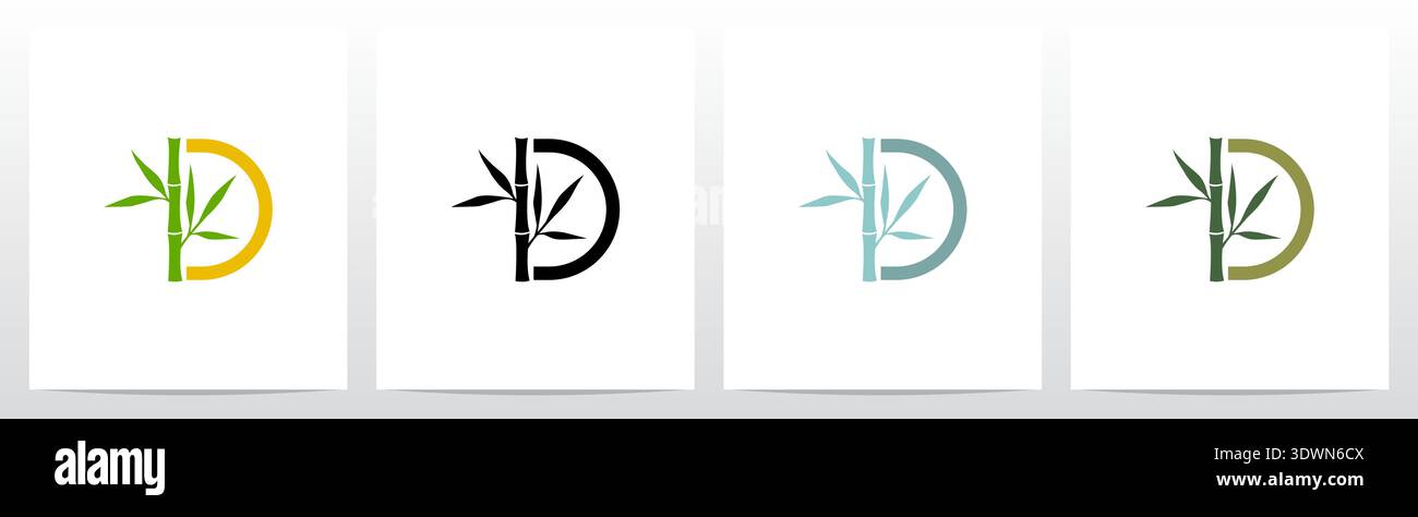 Bamboo On Letter Initial Logo Design D Stock Vector