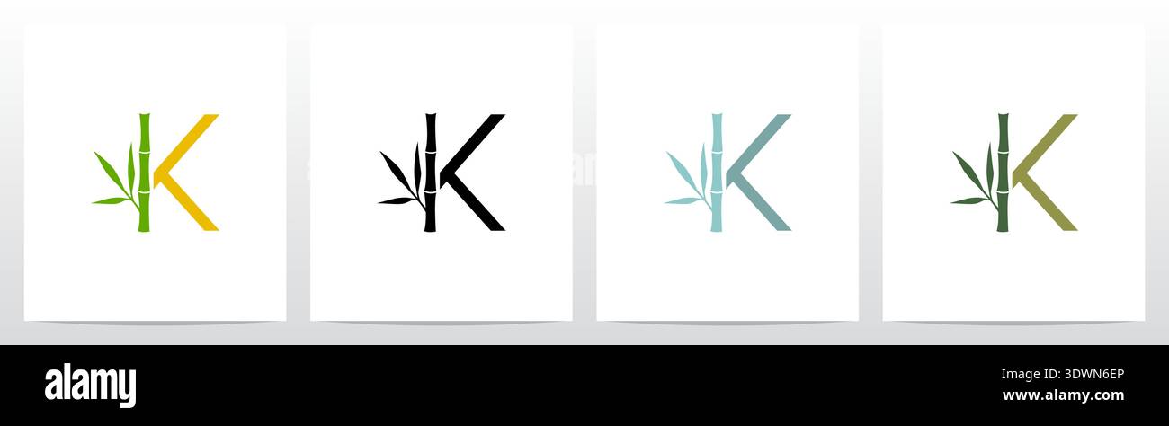 Bamboo On Letter Initial Logo Design K Stock Vector