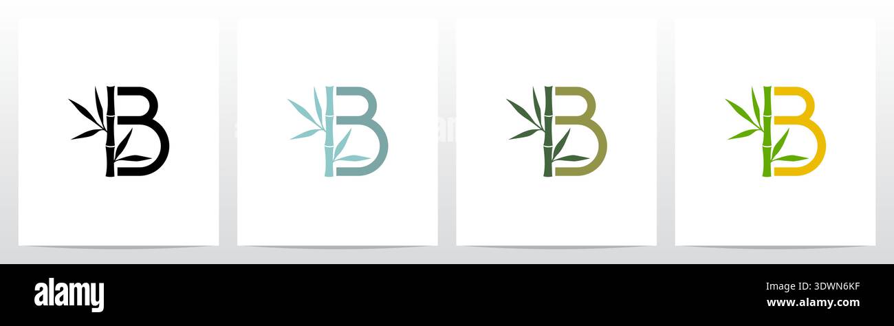 Bamboo On Letter Initial Logo Design B Stock Vector