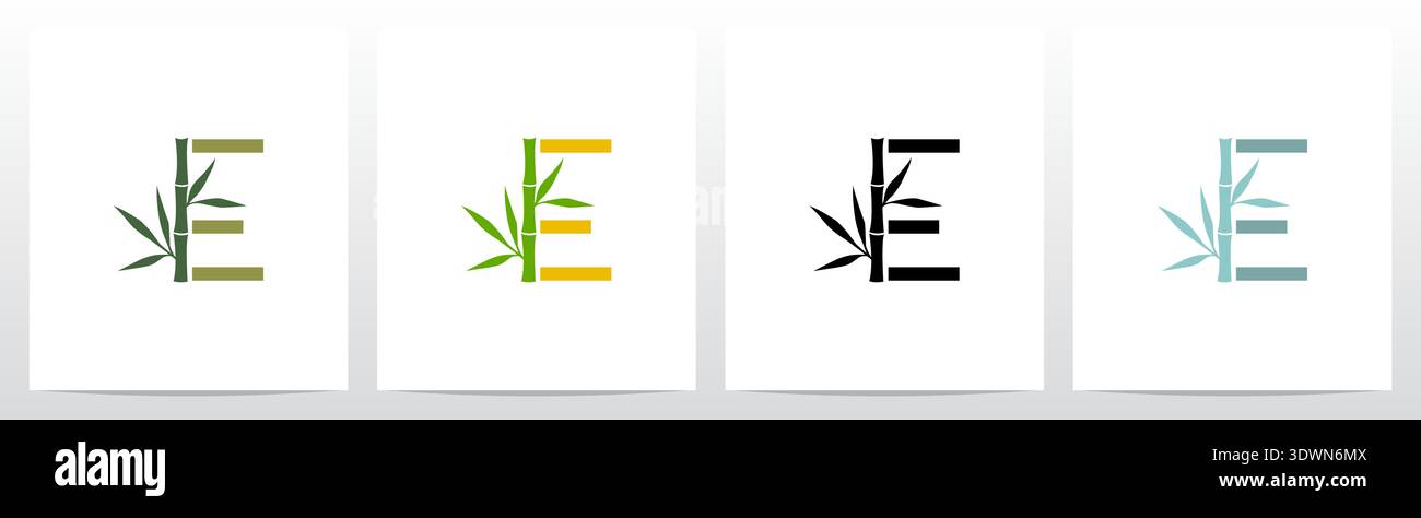 Bamboo On Letter Initial Logo Design E Stock Vector