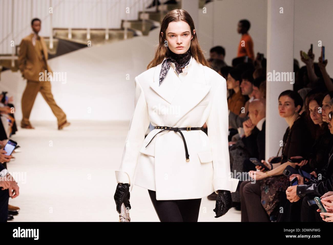 A model walks the runway at the Tod's fashion show during the Milan ...