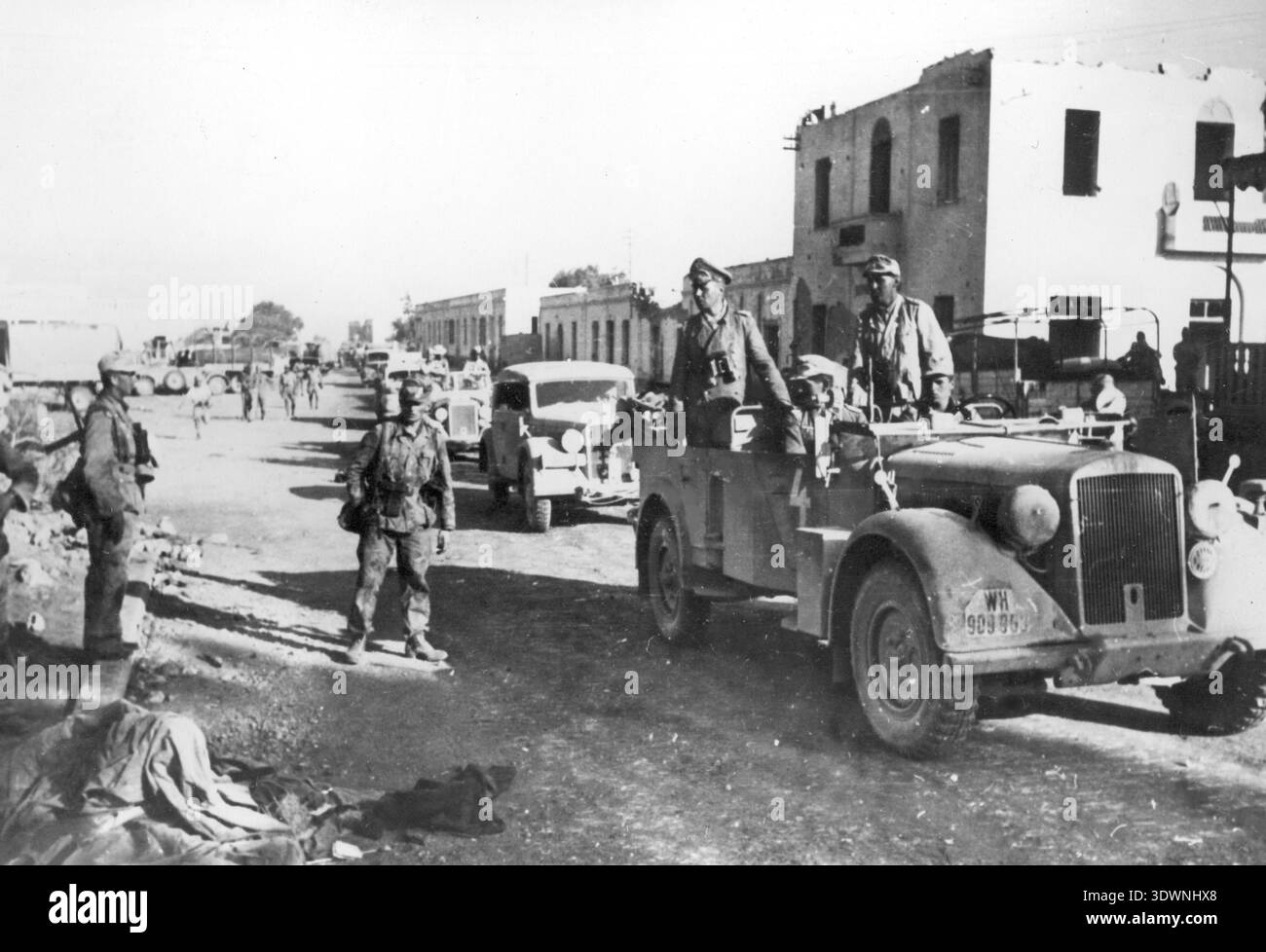 Tobruk. Marshal Erwin Rommel (in a car with binoculars) enters the ...