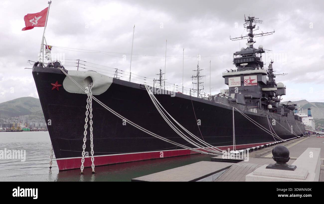 Novorossiysk Russia September 20 2025: The cruiser Mikhail Kutuzov