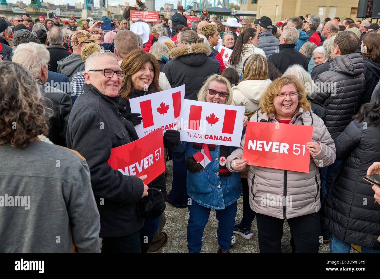 Canadian Prime Minister Mark Carney holds an election rally in Windsor ...