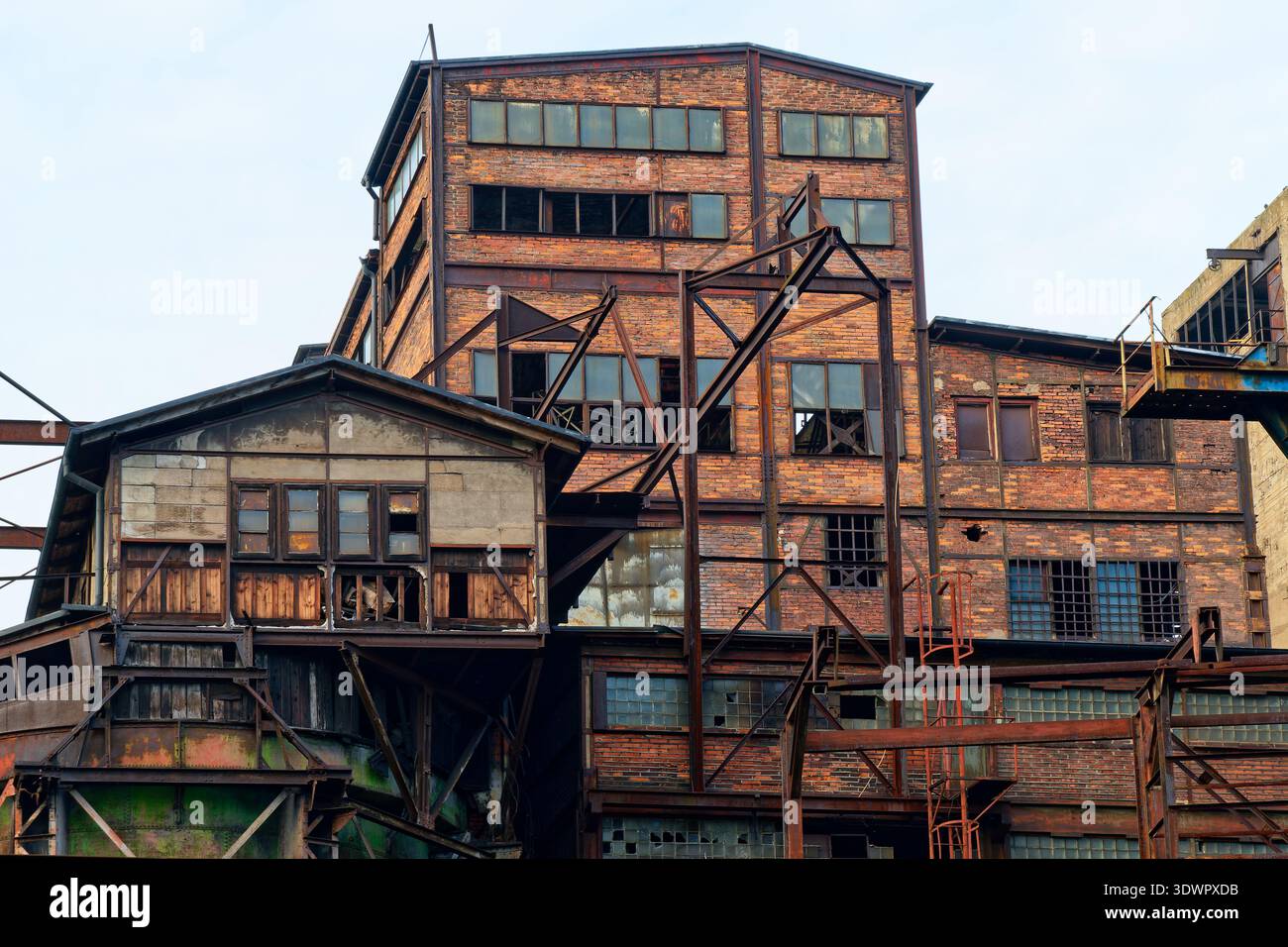 Historic Brick Factory Facade. Old Factory Exterior Showcasing ...