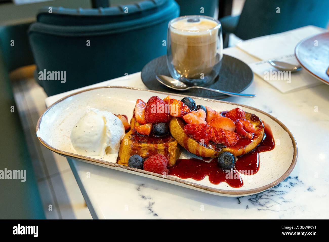 Berry french toast at Heavenly Desserts, Stratford, London, England Stock Photo