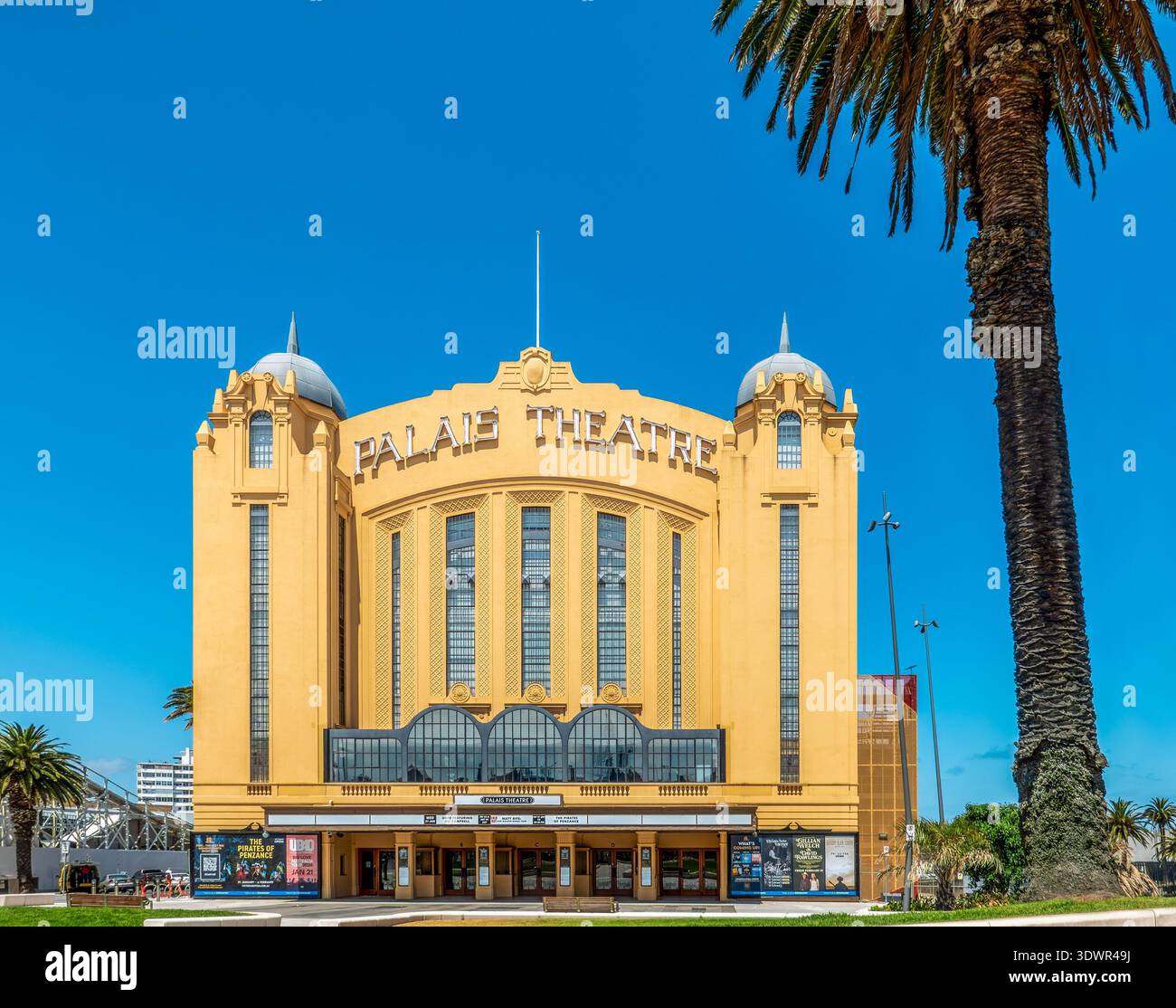 The Palais Theatre at St Kilda Beach in Melbourne. Historic 1927 Art Deco building. Famous live music venue theater. Stock Photo