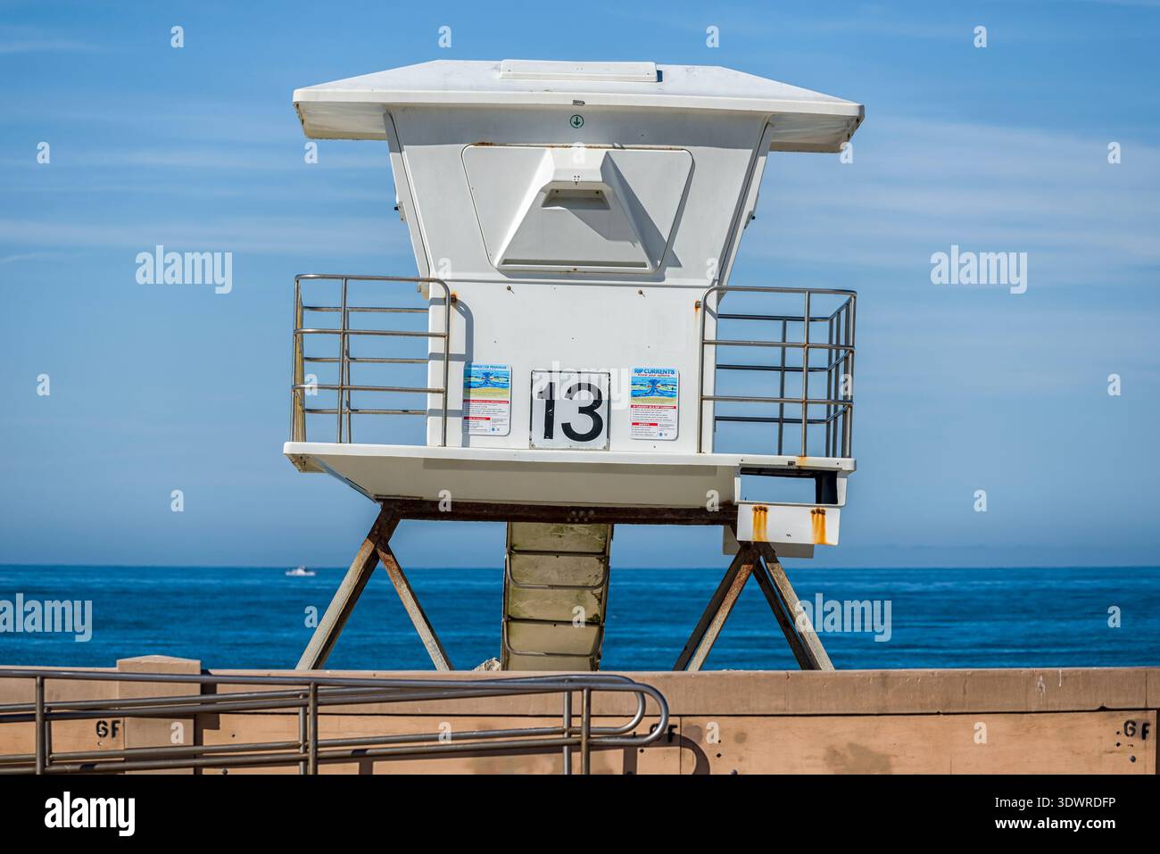 Lifeguard tower from Mission Beach in San Diego, California. Stock Photo
