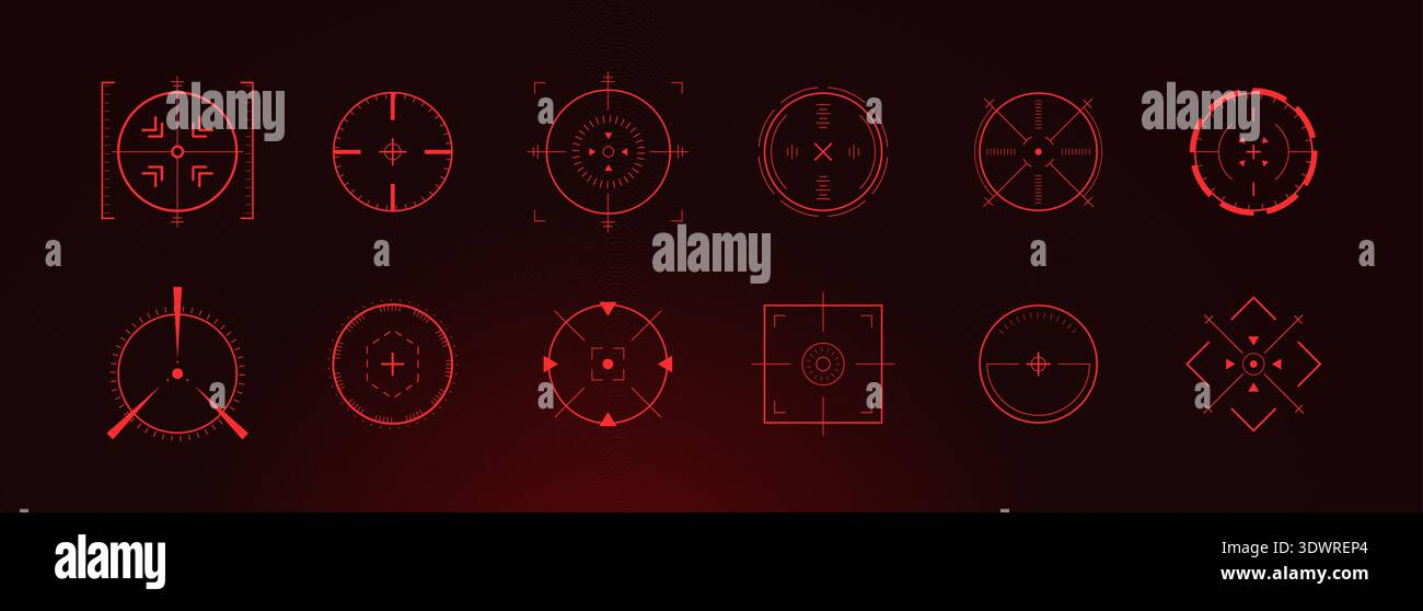 Modern red crosshair with Hud alignment. Gun shooting range target ...