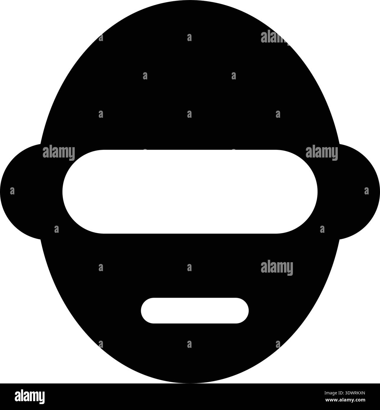 ech Bot Head Icon — Minimal Solid Black Robot Face Mascot Stock Vector