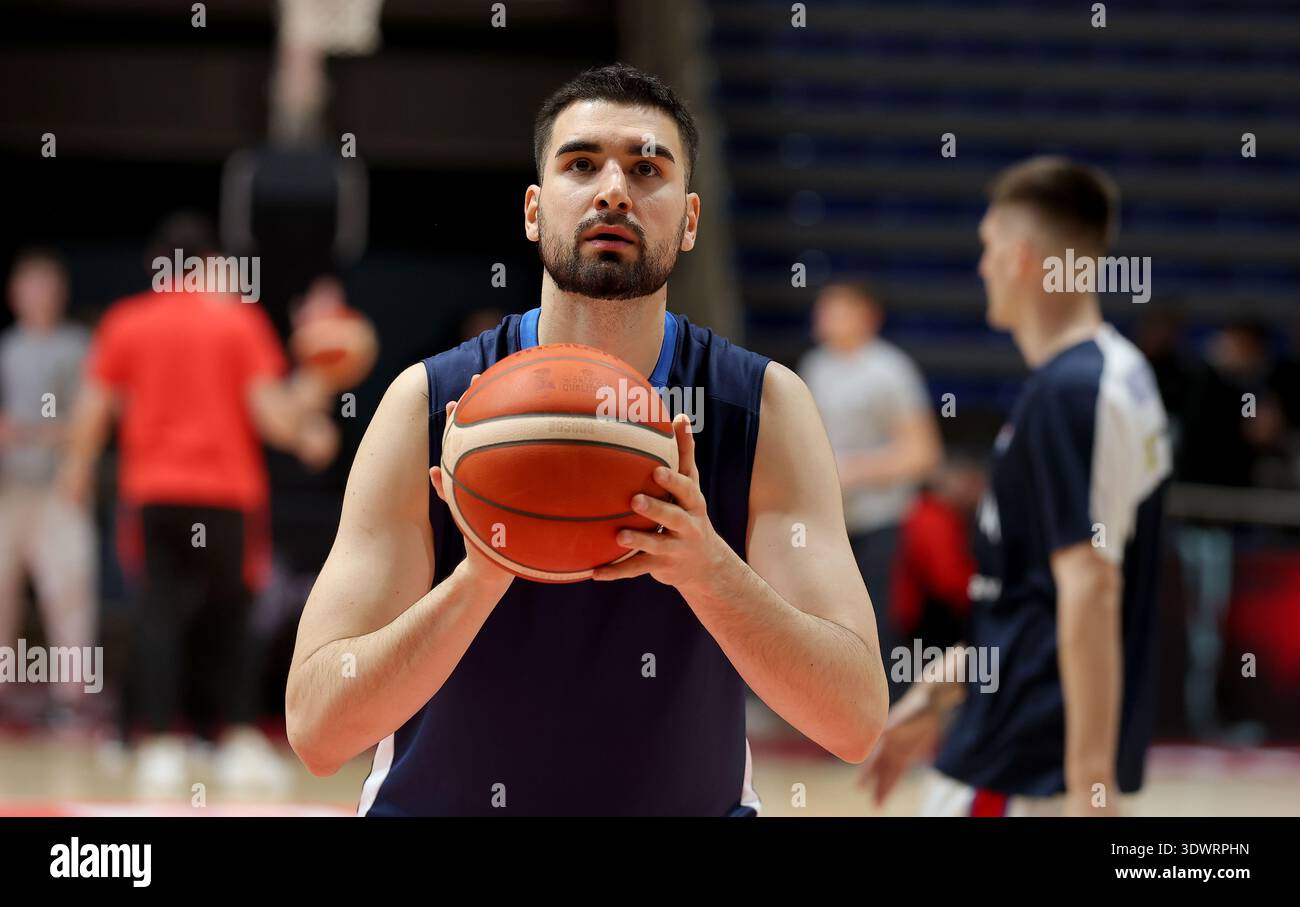 Belgrade, Serbia. 27th Feb, 2026. Serbia's Dusan Ristic during the FIBA ...