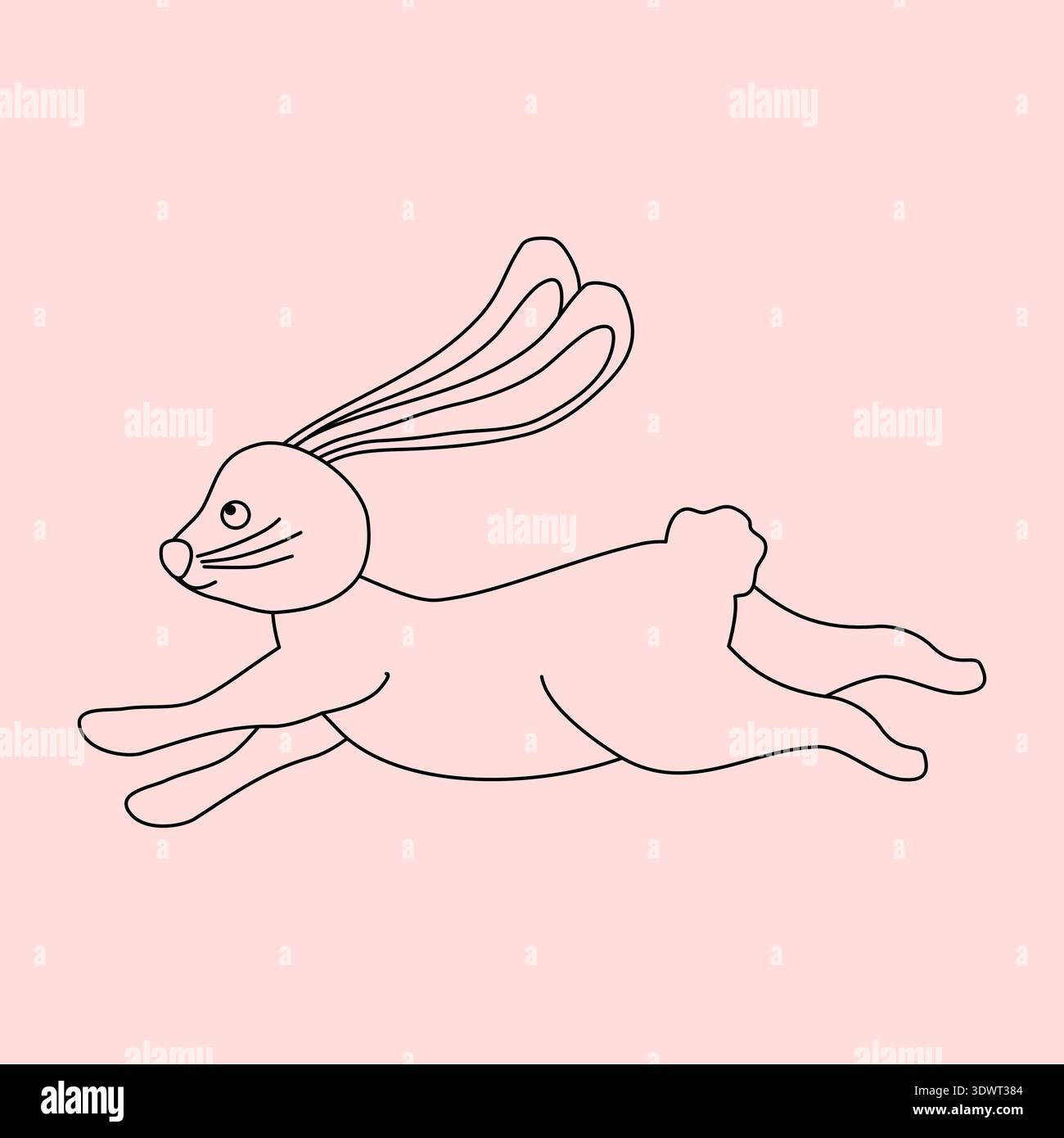 Line art Bunny icon minimal, vector Stock Vector