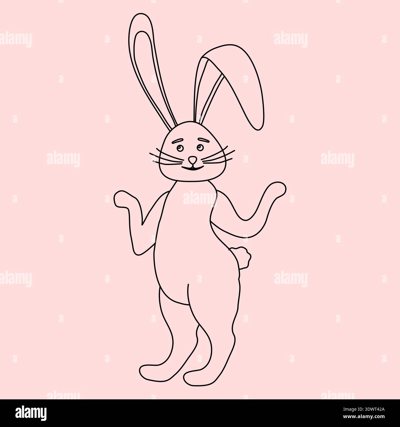 Line art Bunny icon minimal, vector Stock Vector