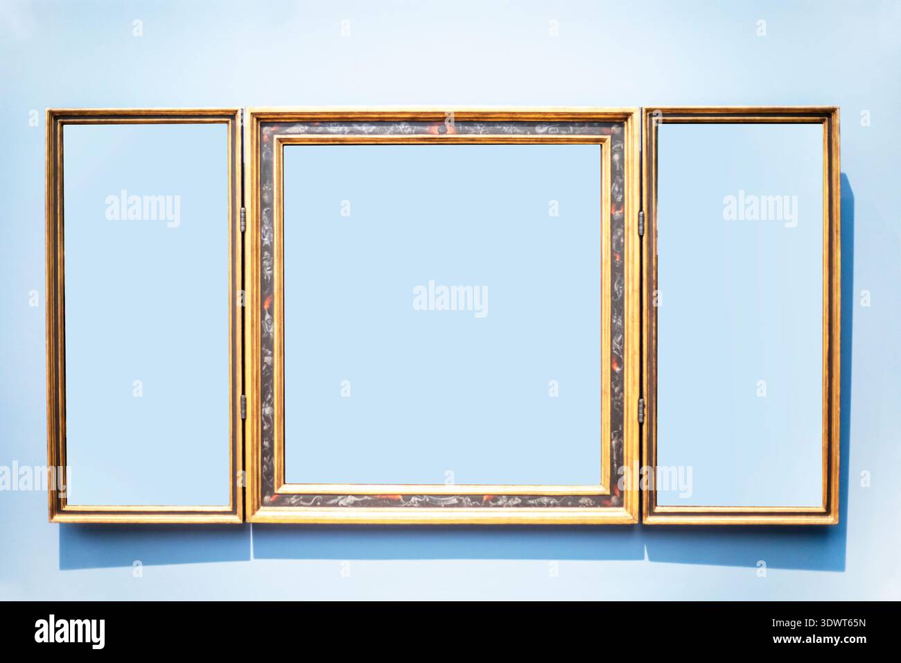 Decorative frame with additional side frames on a blue background ...