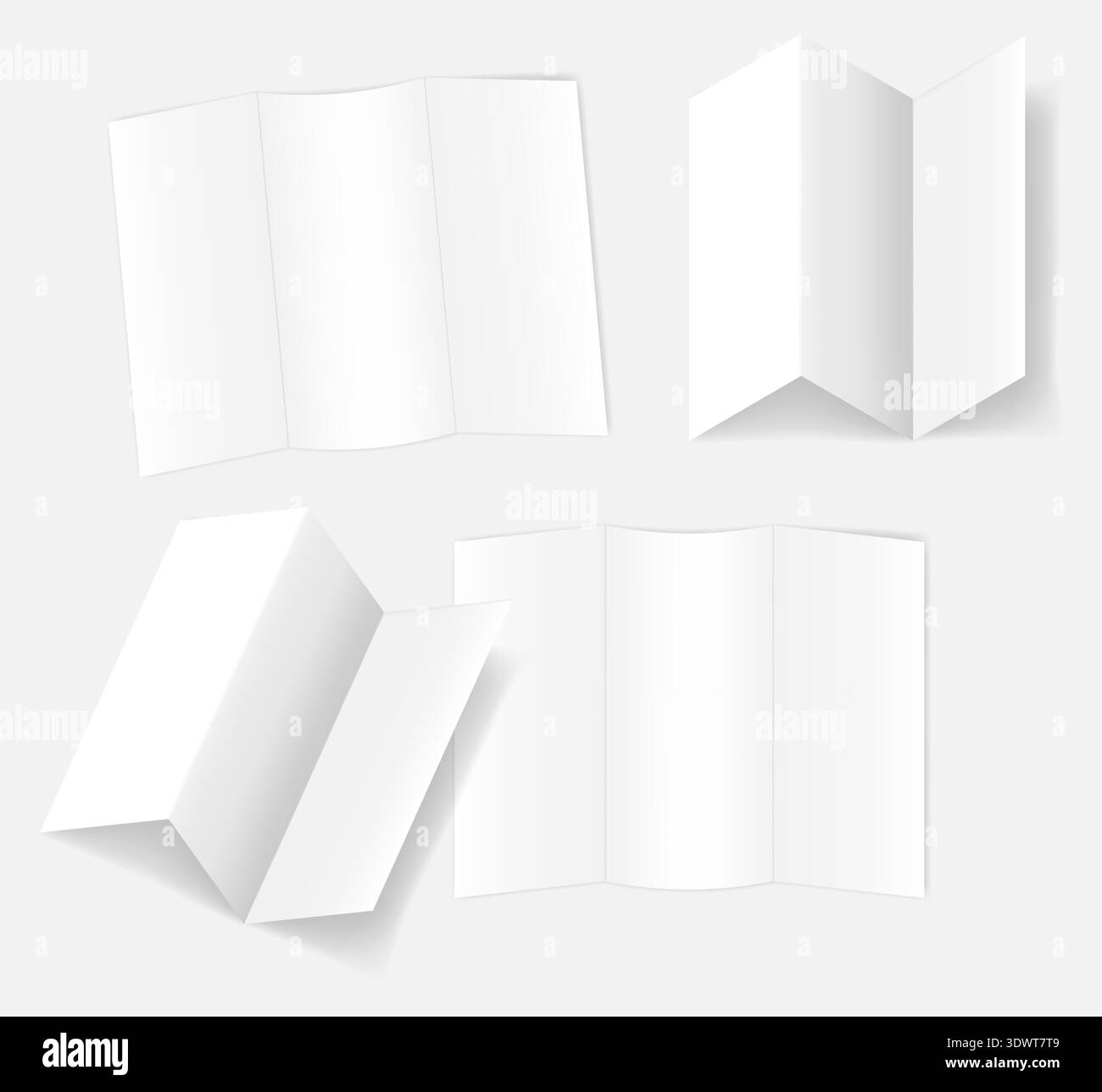 Tri and Z fold white blank brochure mockup. Trifold paper leaflet mock ...