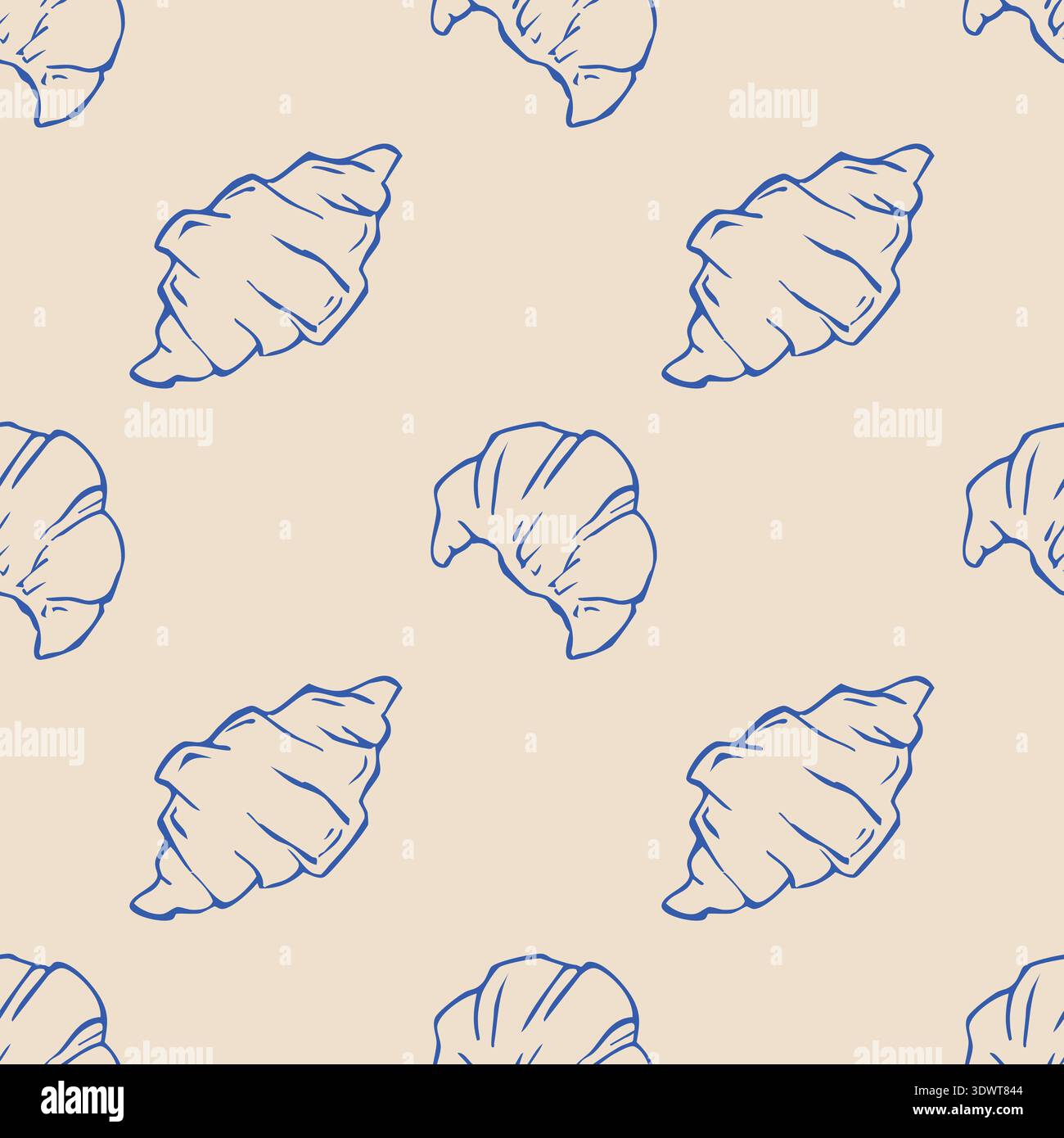 Seamless vector pattern with croissants Stock Vector