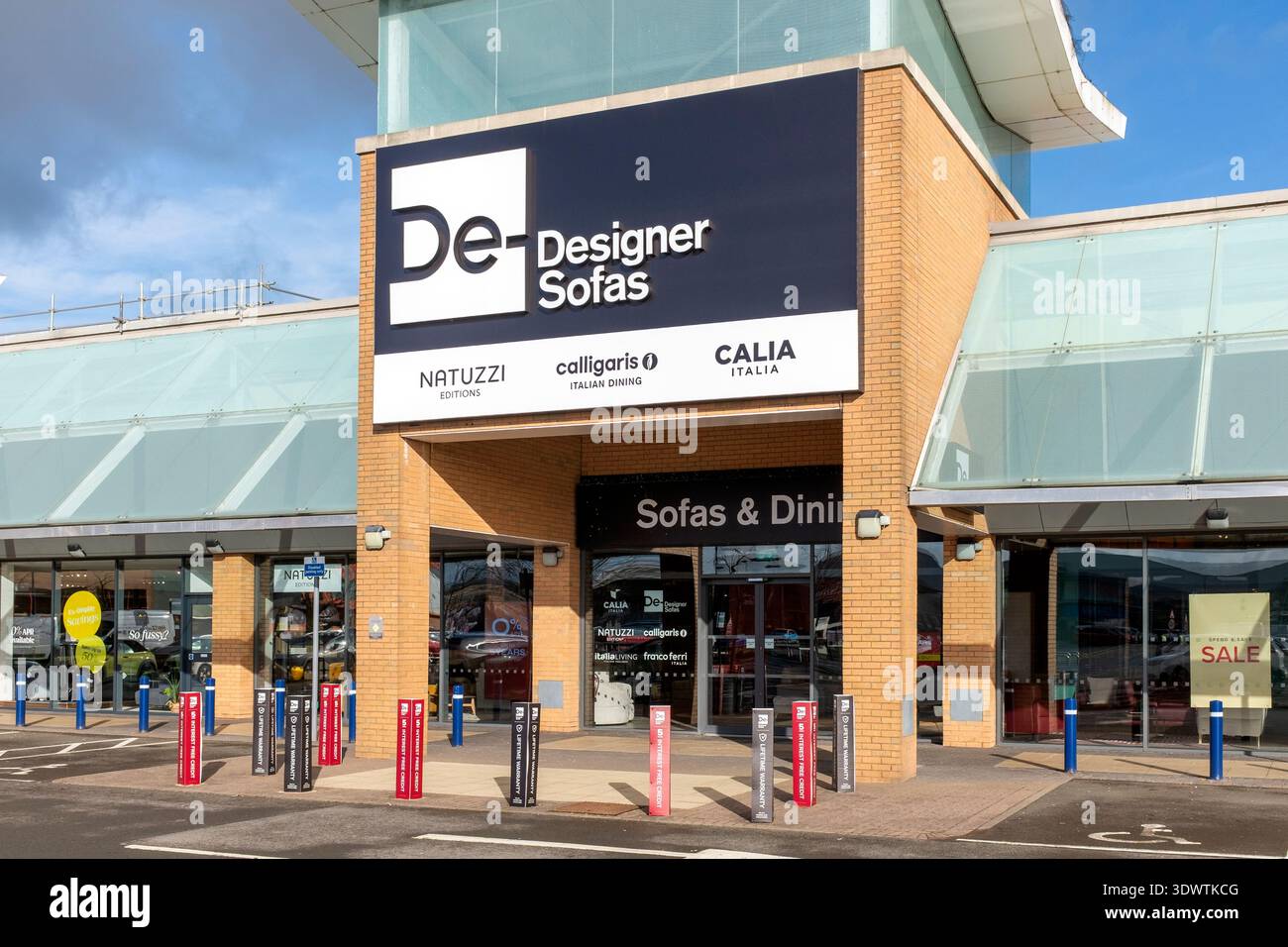 Front entrance to De- designer Sofas homeware and  furniture superstore, Renfrew, Scotland, UK Stock Photo