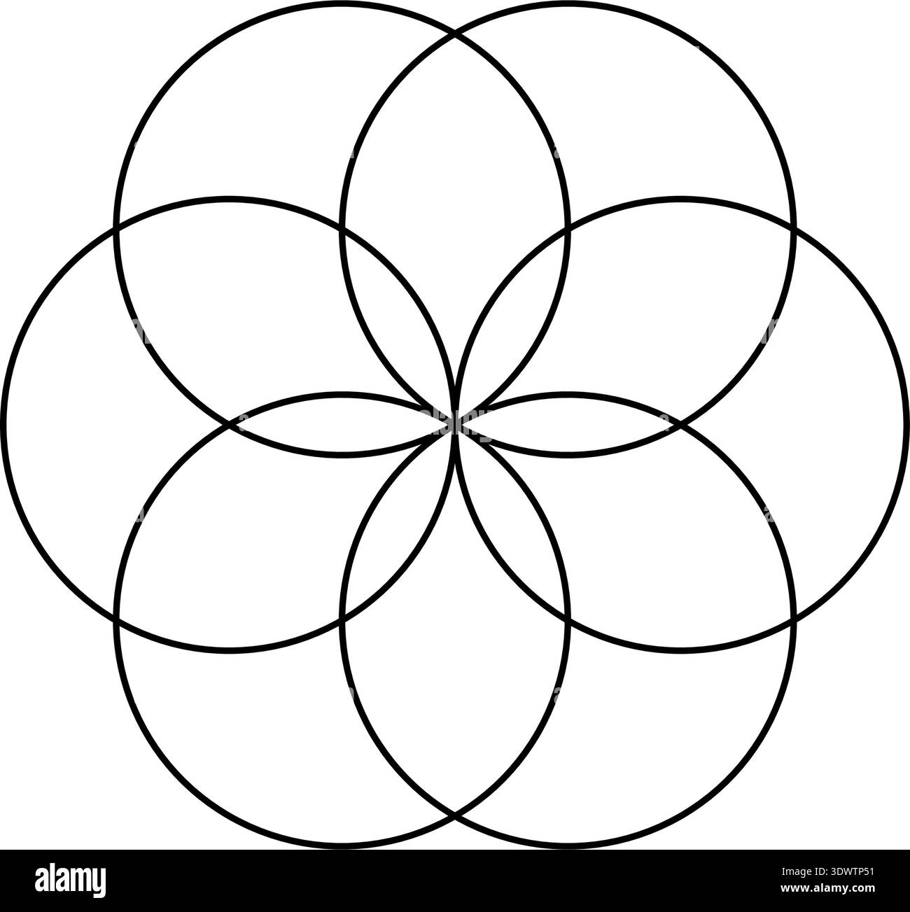 Six intersecting circles. Circle Venn diagram with six parts ...