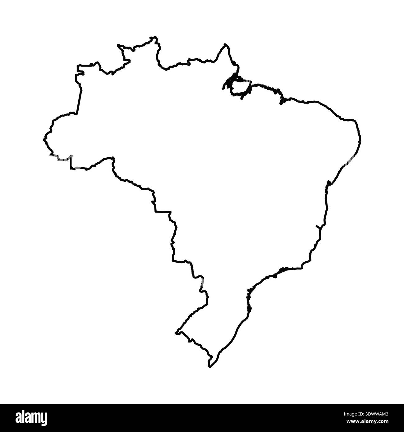 Black Outline Sketch Map Of Brazil Country, vector editable design, can ...
