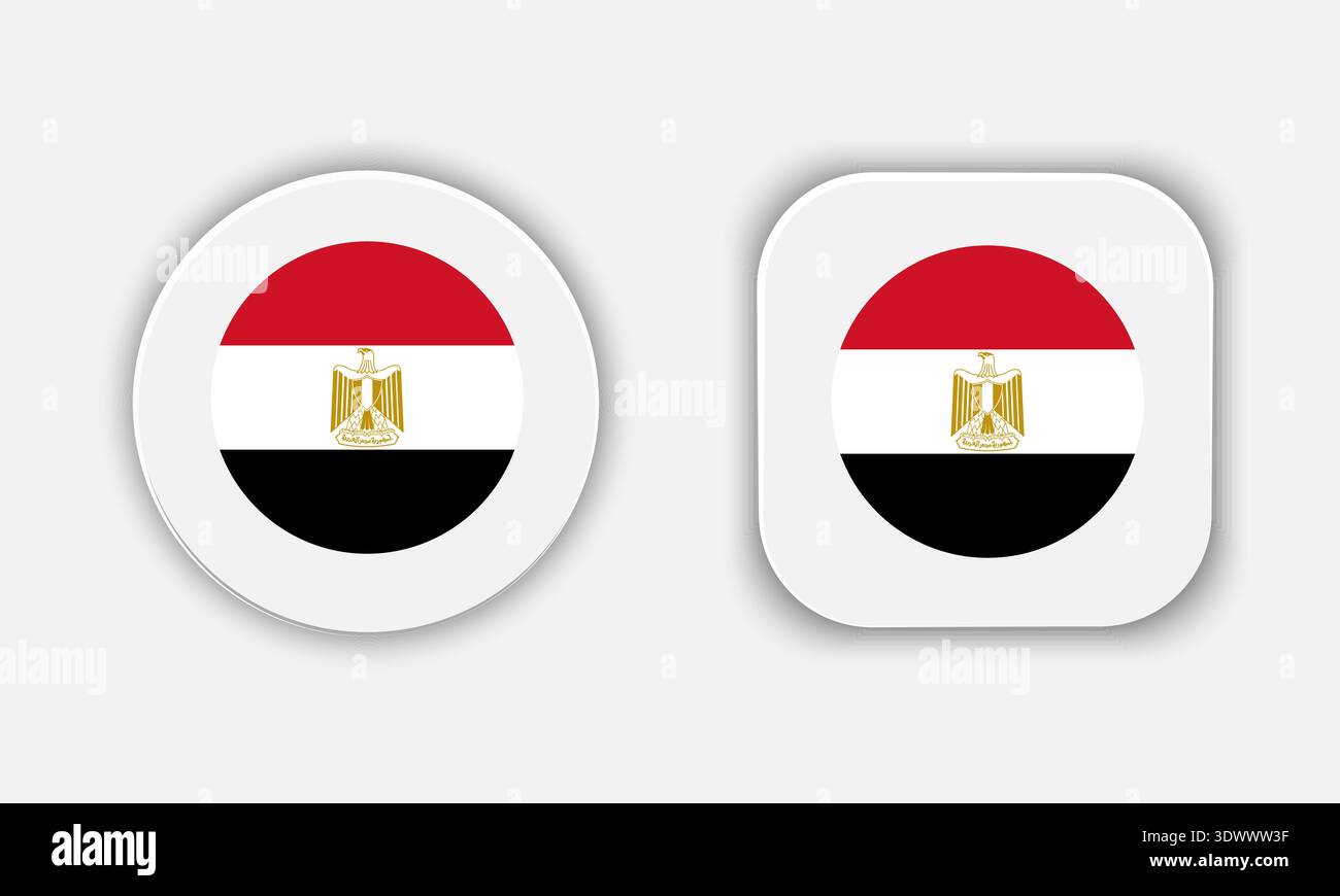 Egypt Rounded National Flag Button Icon, vector editable design, can be ...
