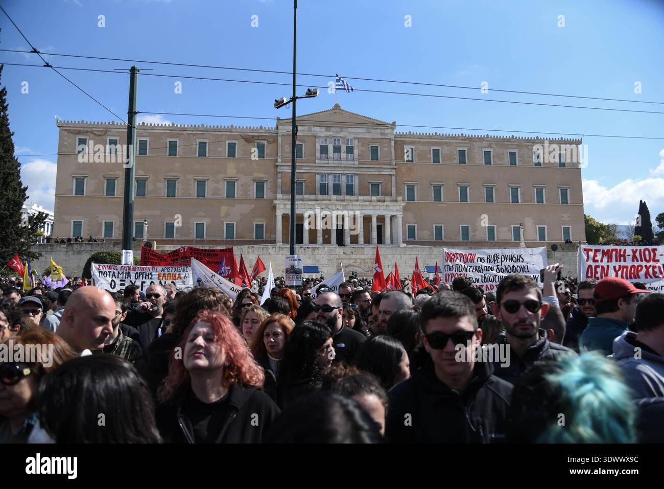 Athens Tempi Riots Athens, Greece, February 28th, 2026. Protestors gather in front of the ...