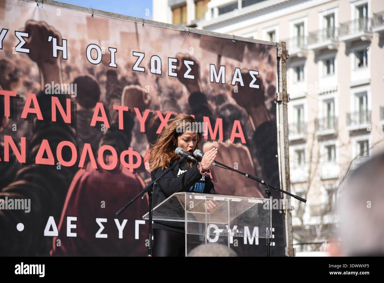 Athens Tempi Riots Athens, Greece, February 28th, 2026. Protestors gather in front of the ...