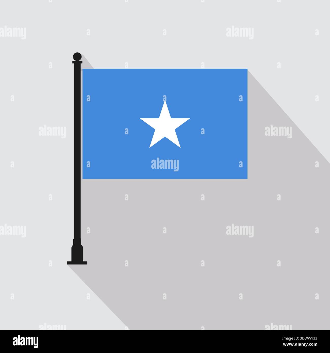 Flat Somalia Rectangle Flag Pole In Official Colors, vector editable design, can be used for business or presentation design. Stock Vector