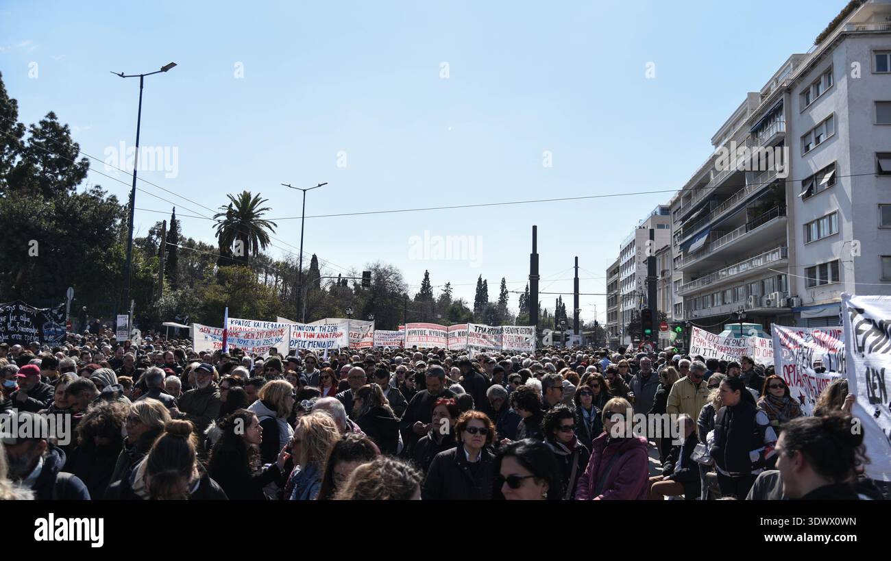 Athens Tempi Riots Athens, Greece, February 28th, 2026. Protestors gather in front of the ...