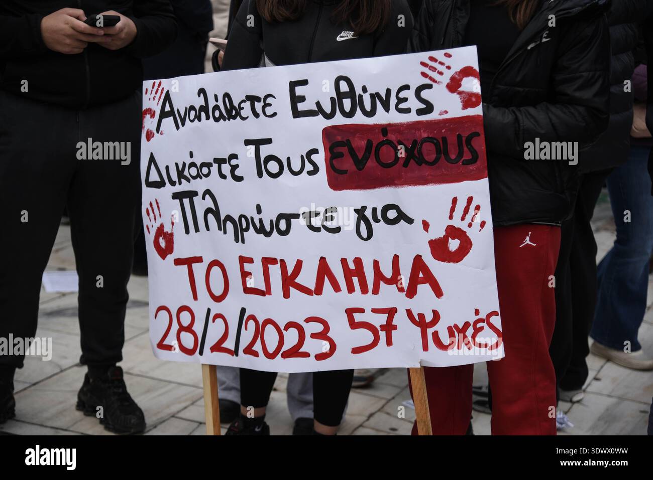 Athens Tempi Riots Athens, Greece, February 28th, 2026. Protestors gather in front of the ...