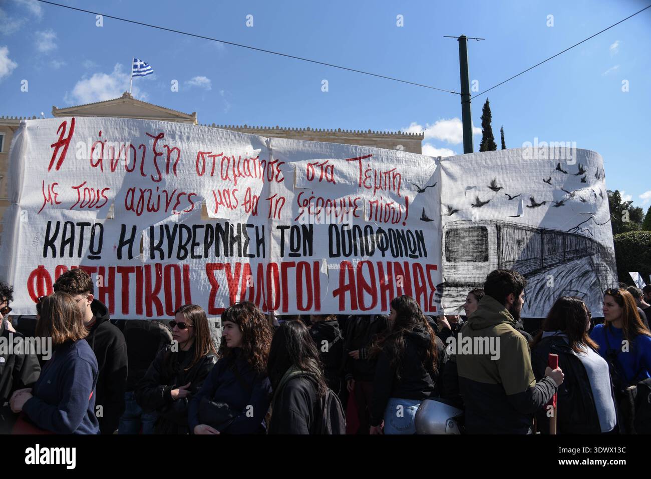 Athens Tempi Riots Athens, Greece, February 28th, 2026. Protestors gather in front of the ...