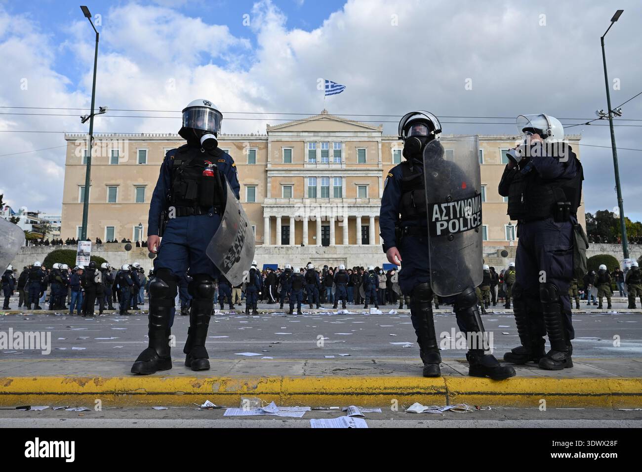 Athens, Greece. 28 February 2026. Police made arrests and used pepper ...