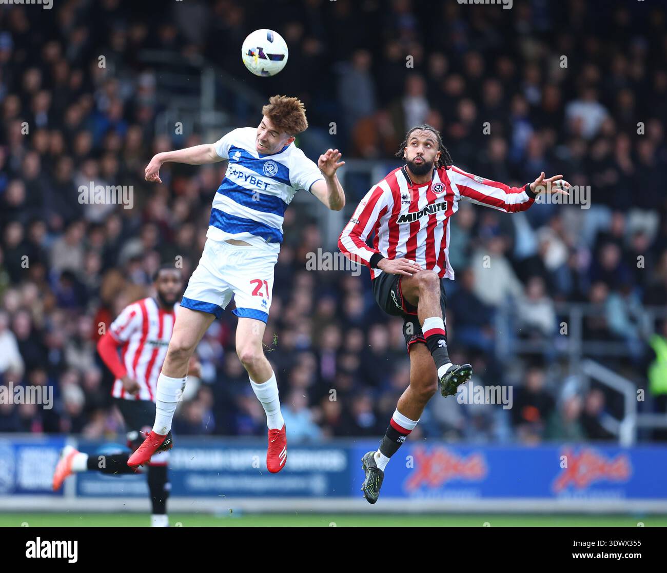 London, England, 28th February 2026. Kieran Morgan of QPR and Jairo ...