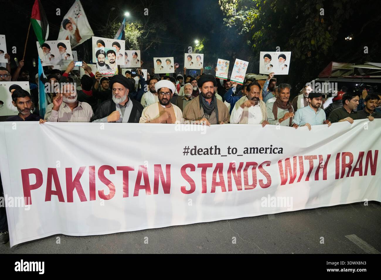 Shiite Muslims hold placards and chant slogans during a protest against ...