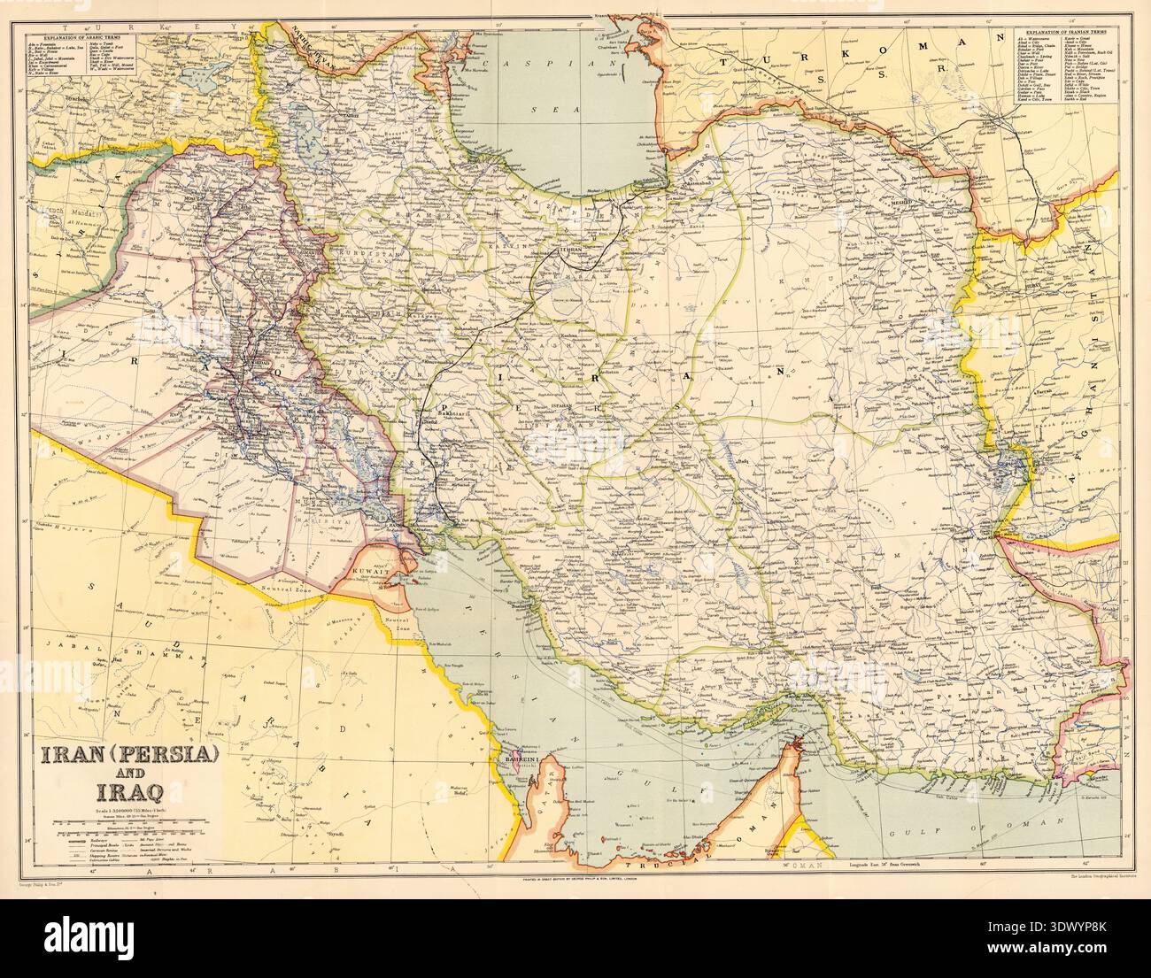 Archive Map of Iran ( Persia) and Iraq by George Philip & Son
