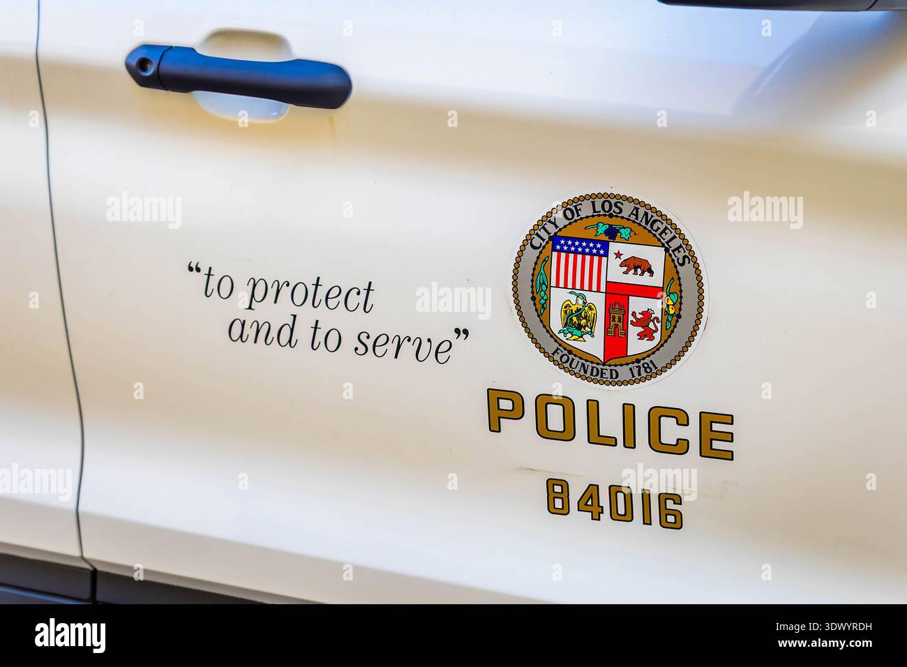 Los Angeles, CA, USA - December 03, 2025: Close up of the official LAPD ...