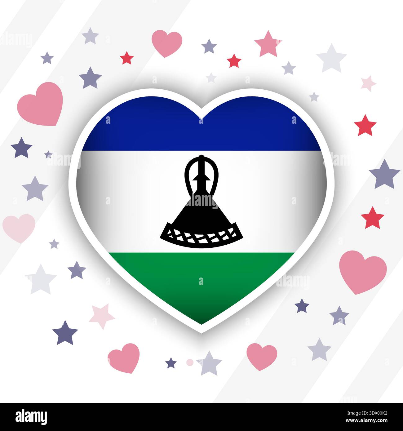 Creative Lesotho Flag Heart Icon, vector editable design, can be used for business or presentation design. Stock Vector